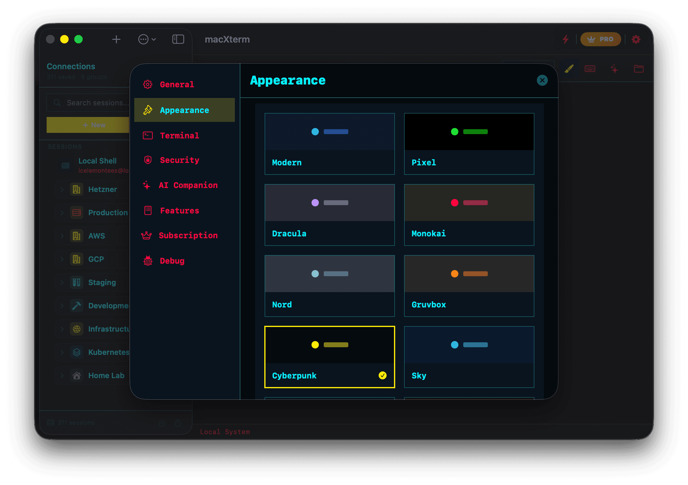 Cyberpunk theme screenshot